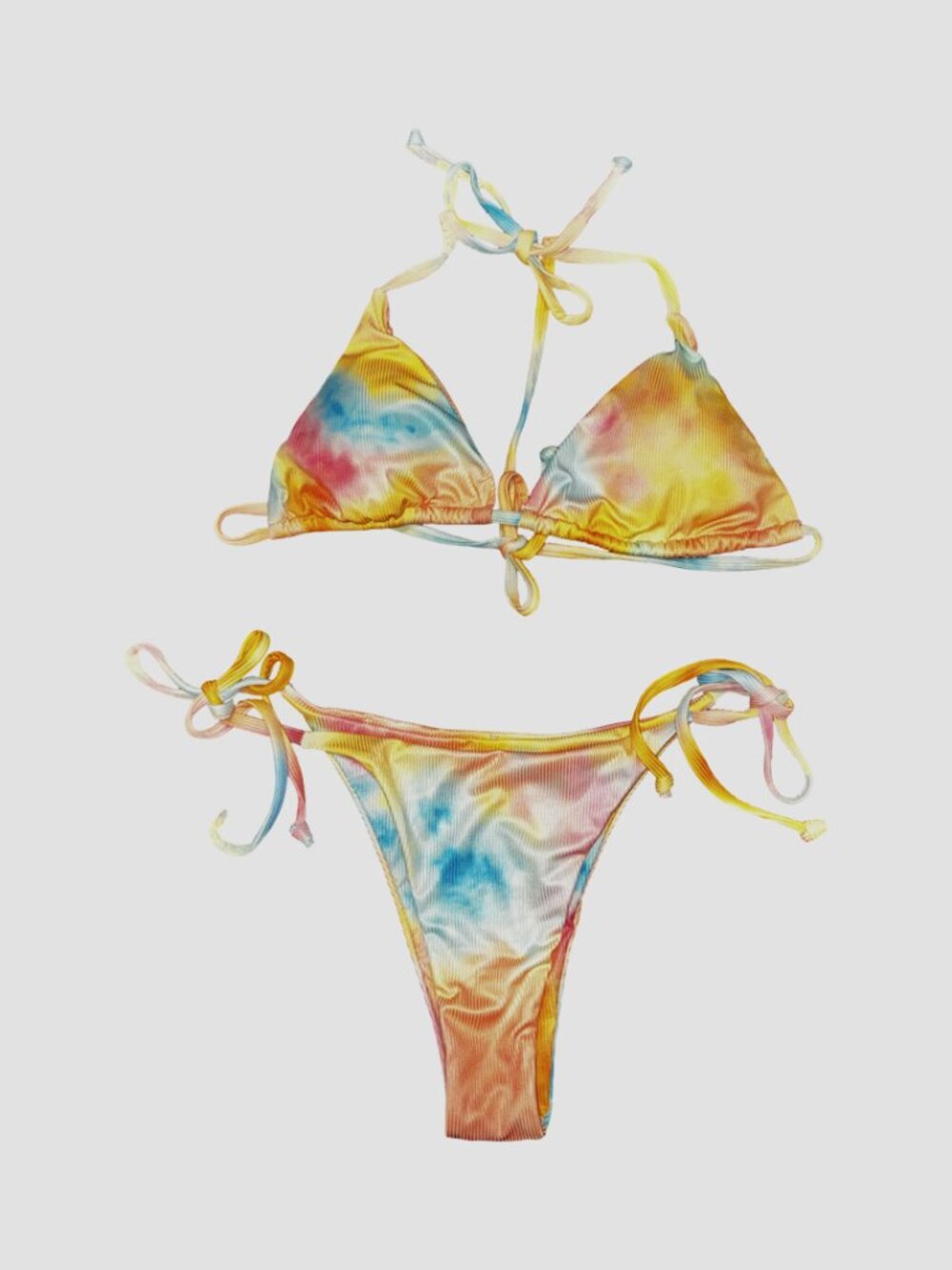 Sz.M*SHEIN*Rainbow-Colored 2 Pc. String Bikini